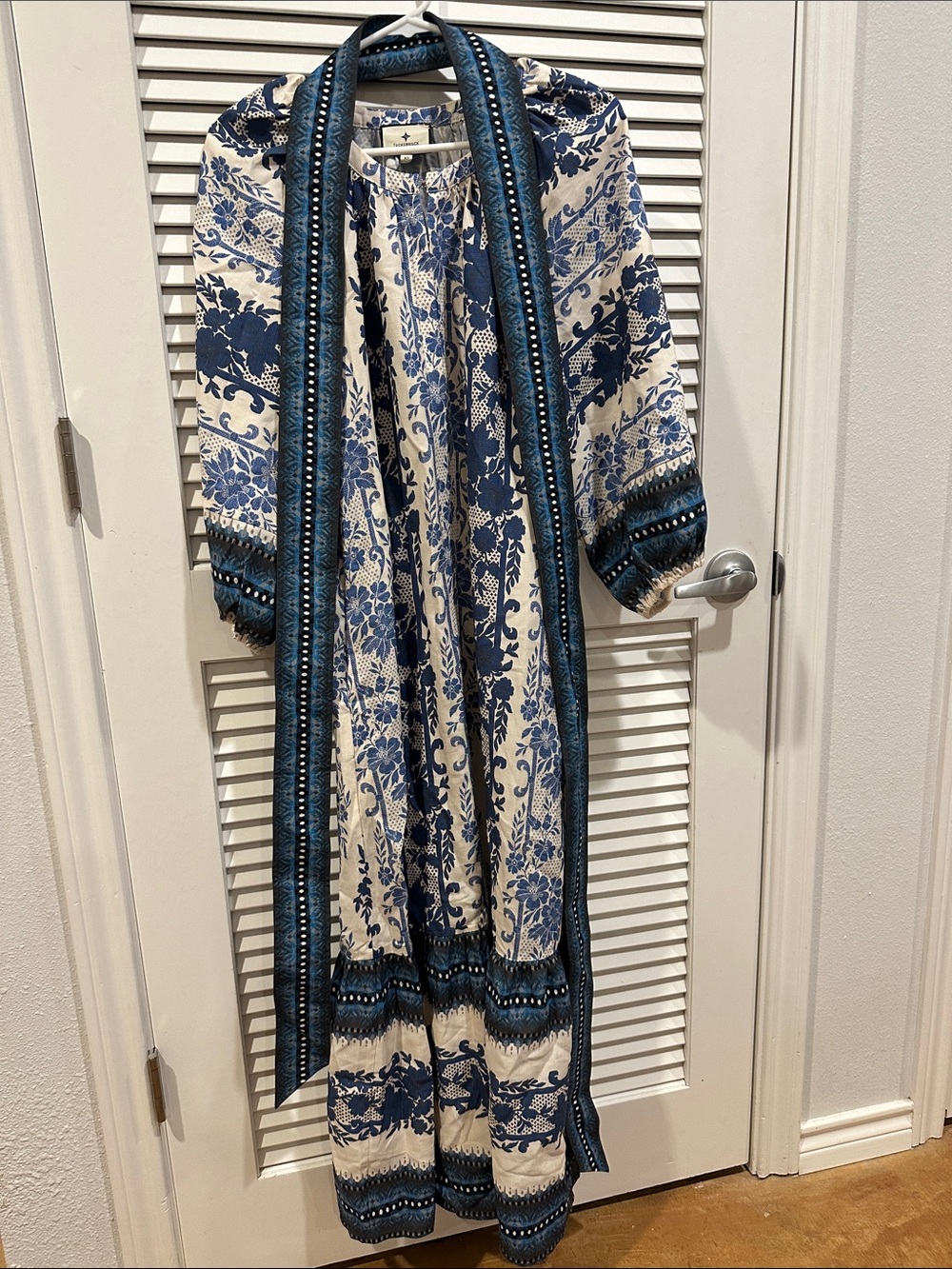 Tuckernuck Cream and Blue Printed Maxi Dress